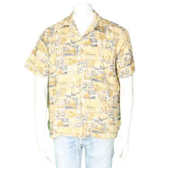 Go Barefoot Yacht Surfboard Islannd Marlin Reverse Print Hawaiian Aloha Shirt M - Picture 2 of 5